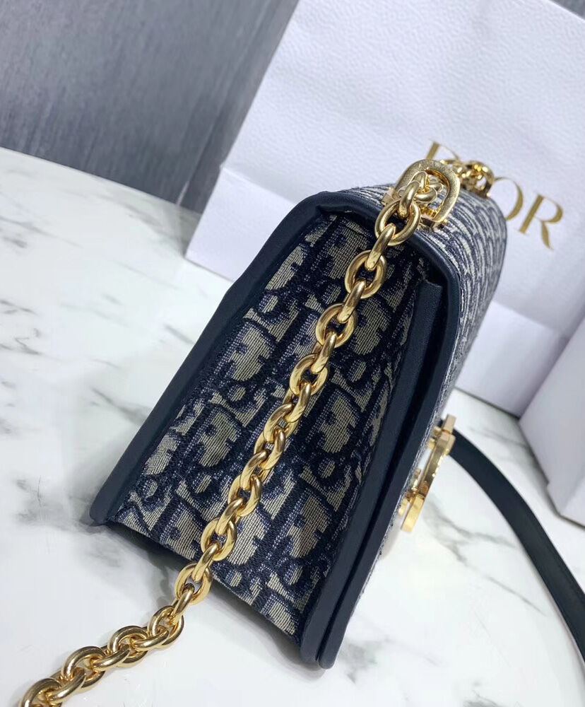 Christian Dior 30 Montaigne Bag with Chain Dark Blue